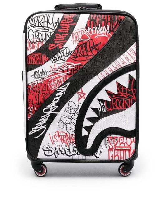 Sprayground Black Graffiti-print Four-wheeled Suitcase for men