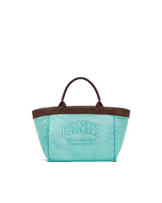 Ganni Brown Logo-Embroidered Reversibletote Bag