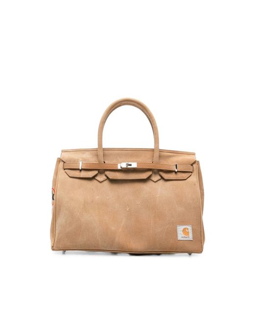 ANOTHER CHANCE Natural Logo-Patch Buckled Tote Bag for men