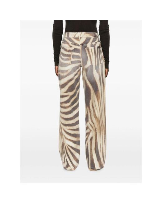 7 For All Mankind Natural Stovepipe Zebra-Print Straight-Leg Jeans
