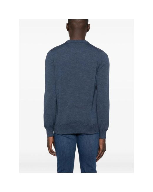 Fileria Blue Crew-Neck Wool Sweater for men