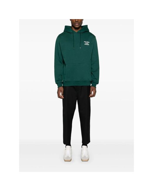 Drole de Monsieur Green Logo-Print Cotton Hoodie for men