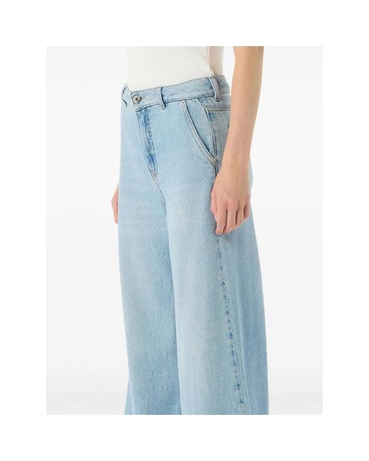 Blumarine Blue Stone Washed Palazzo Pants
