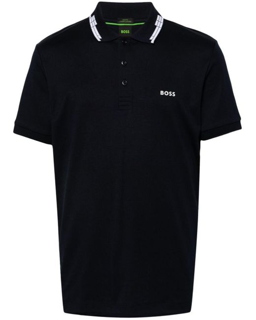 Boss Black Rubberised-Logo Polo Shirt for men