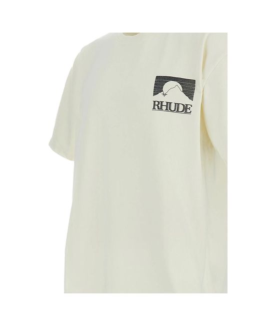 Rhude White T-Shirt Logo Print for men