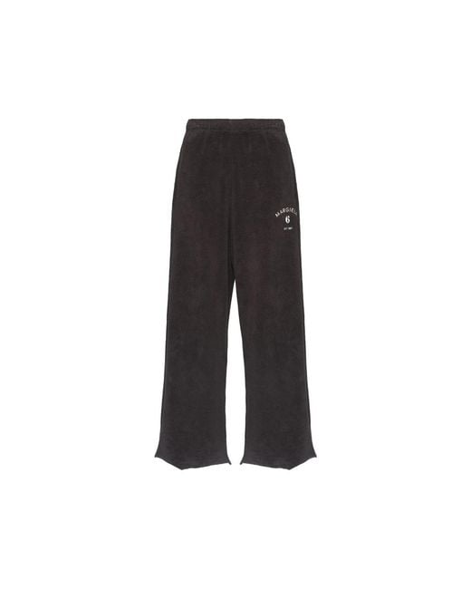 MM6 by Maison Margiela Black Brushed Fleece Cotton Sweatpants for men