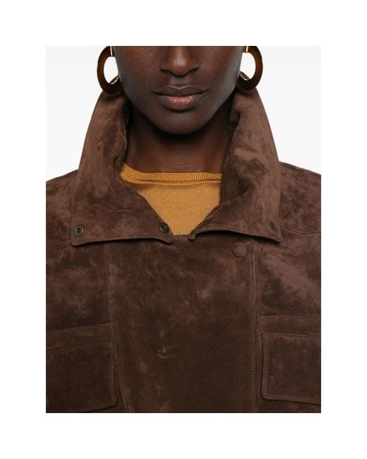 Saint Laurent Brown Zipa-Fastening Suede Jacket