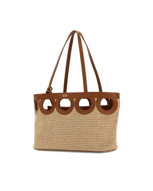 Ferragamo Brown Open-Top Cut-Out Tote Bag