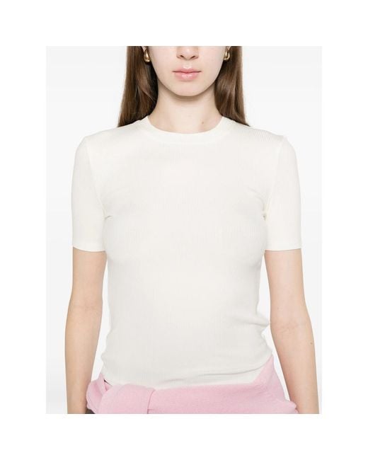 Calvin Klein White Ribbed T-Shirt With Round Neck