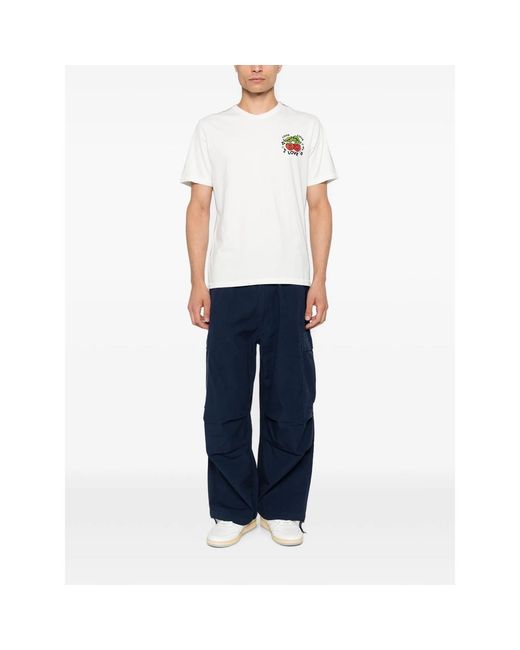 KENZO White Cherry-Embroidered T-Shirt for men