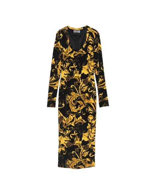 Versace Jeans Couture Women's Yellow Barocco-Print Midi Dress