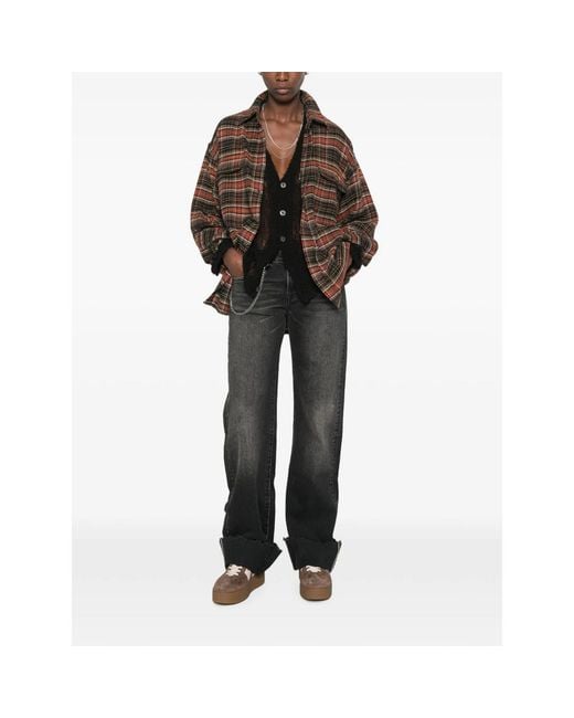 R13 Brown Plaid Buttoned Shirt