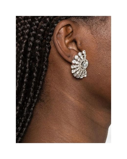 Jennifer Behr White Crystal-Embellished Earrings