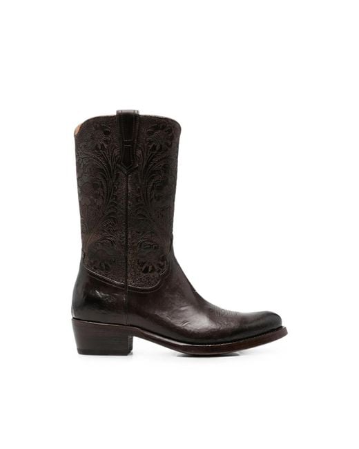 Eraldo Black Martu Floral-Embossed Boots for men