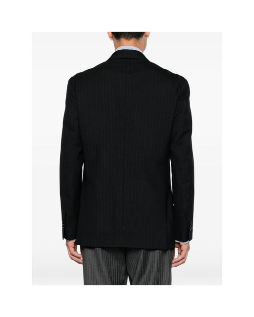 Lardini Black Pinstripe Double-Breasted Blazer for men