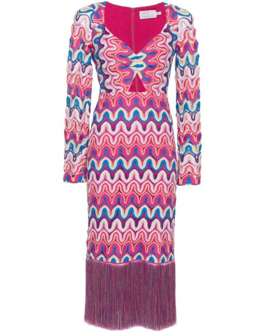 PATBO Pink X Alessandra Ambrosio Crochet Midi Dress