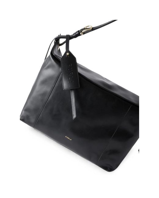 Furla Black Logo-Print Leather Shoulder Bag