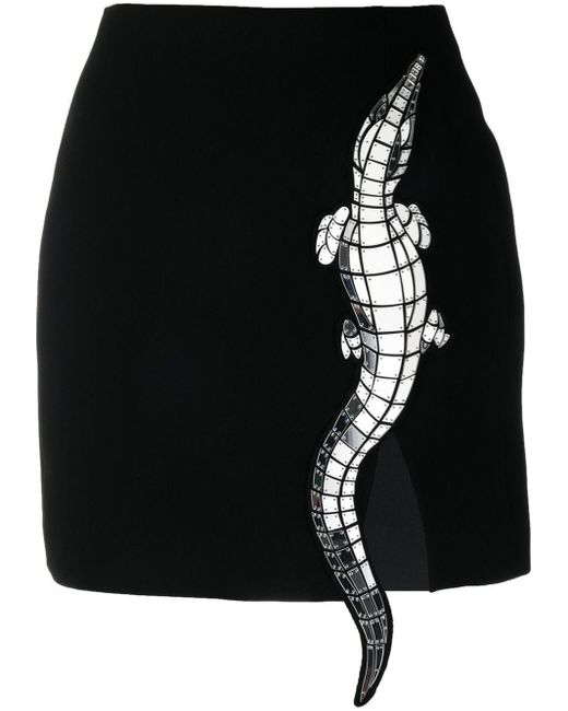 David Koma Black Crystal Embellished Mini Skirt