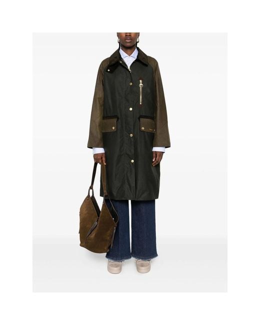 Barbour Black Raglan-Sleeve Buttoned Coat