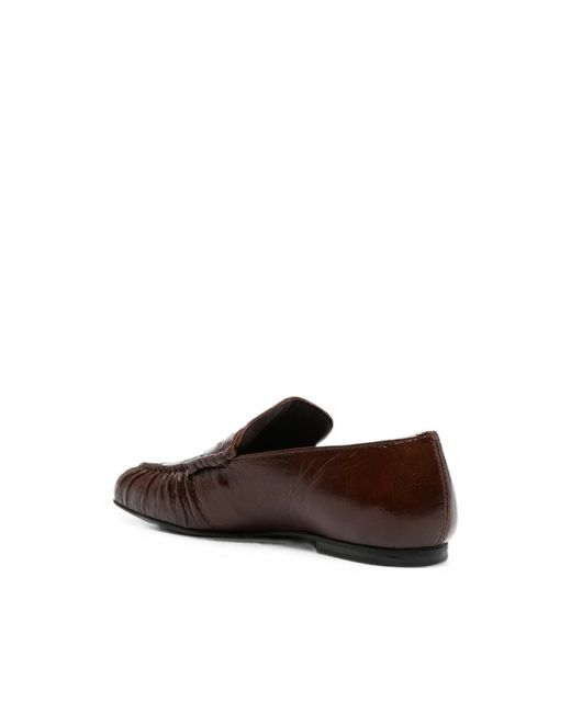 Alohas Brown Ruched Penny-Slot Loafers