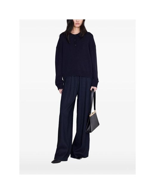 Anine Bing Blue Lee Polo Sweater