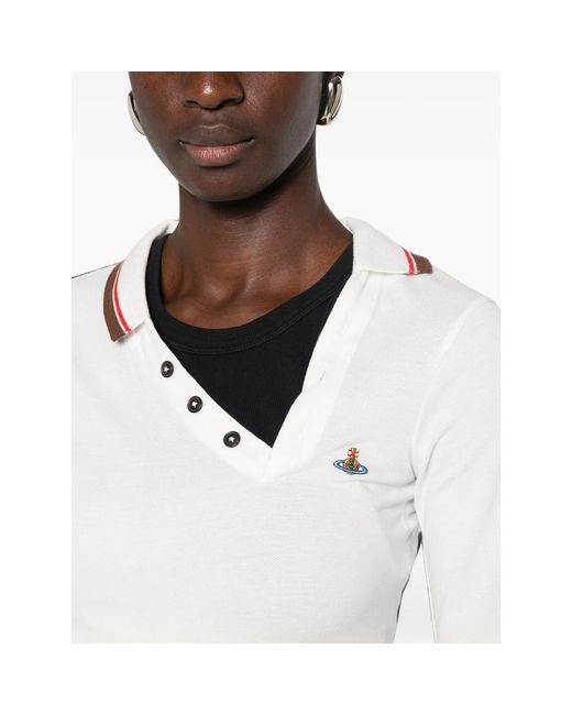 Vivienne Westwood Multicolor Orb-Embroidered Asymmetric Polo Shirt
