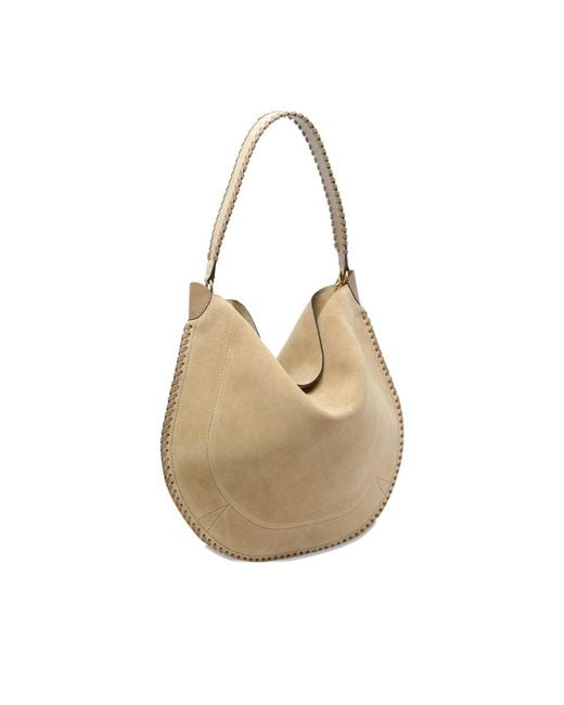 Isabel Marant Natural Oskan Braided-Trim Suede Shoulder Bag