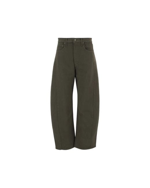 Mother Green Half Pipe Flood Barrel-Leg Jeans