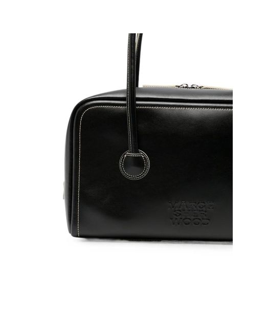 MARGE SHERWOOD Black Small Logo-Embossed Leather Shoulder Bag
