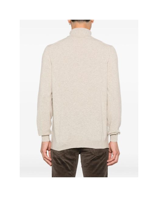 Fedeli White Cashmere Roll-Neck Top for men