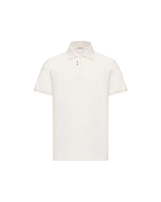 Moncler White Polo Manches Courtes Blanc for men