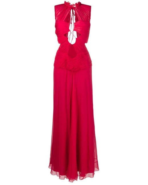 Alberta Ferretti Red Cut-out Maxi Dress