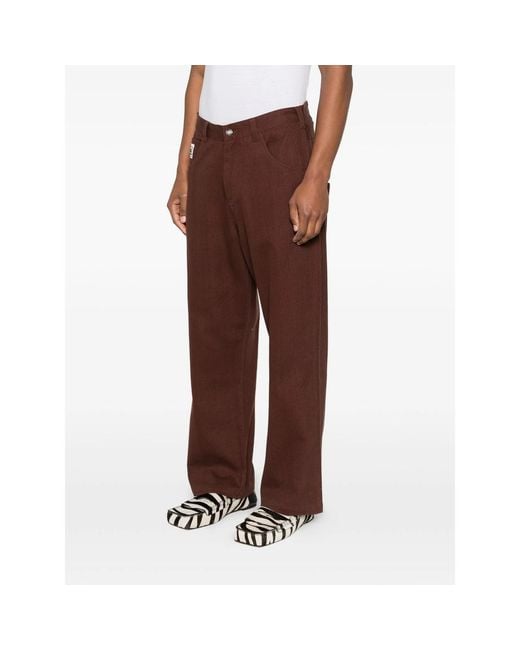 Bode Brown Patch-Detail Trousers for men