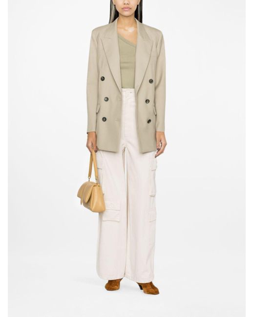 Isabel Marant Natural Double-Breasted Virgin-Wool Blazer