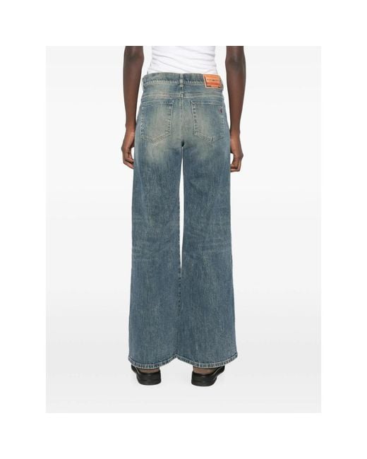 DIESEL Blue 1978 D-Akemi Faded Wide-Leg Jeans