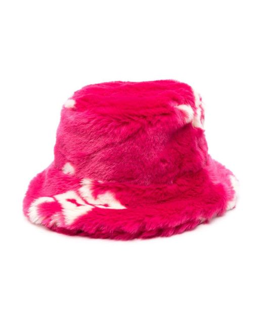 Gcds Pink Faux-fur Bucket Hat