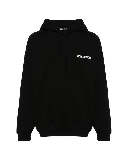 Cole Buxton Black Logo-Print Cotton Hoodie for men