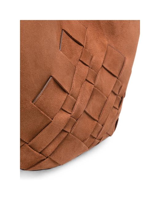 Hereu Black Coloma Woven-Panel Suede Bucket Bag