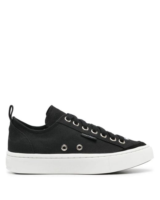 Courreges Black Canvas 01 Embroidered-logo Sneakers