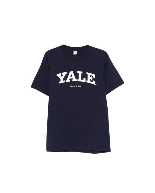 Sporty & Rich Blue Crew Neck T-Shirt With Logo