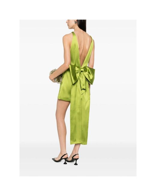 Self-Portrait Green Oversized-Bow Mini Dress