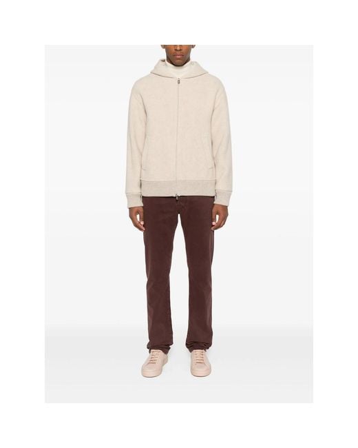 Fedeli Natural Hooded Zip-Front Jacket for men