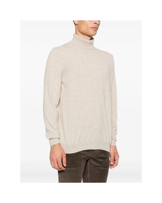 Fedeli White Cashmere Roll-Neck Top for men