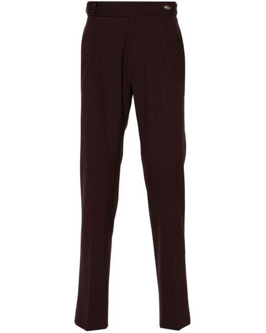 Tagliatore Brown Pressed-Crease Button-Fastening Tapered Trousers for men