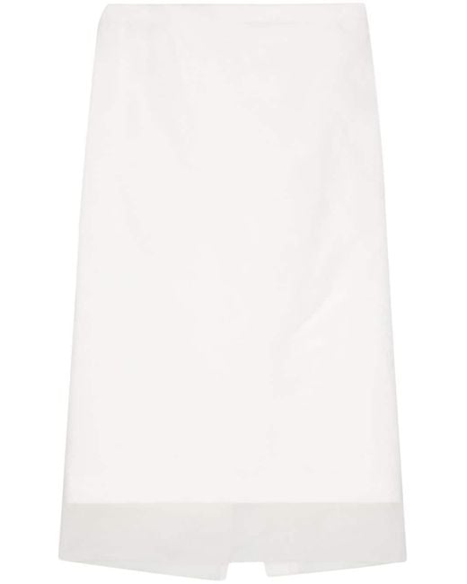 Sportmax White Semi-Sheer Midi Skirt