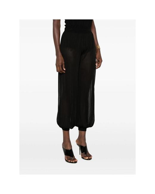 Jonathan Simkhai Black Sheer-Finish Cuffed Trousers