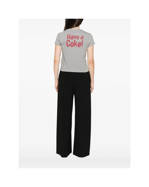 Re/done Gray X Coca Cola Slogan-Print T-Shirt