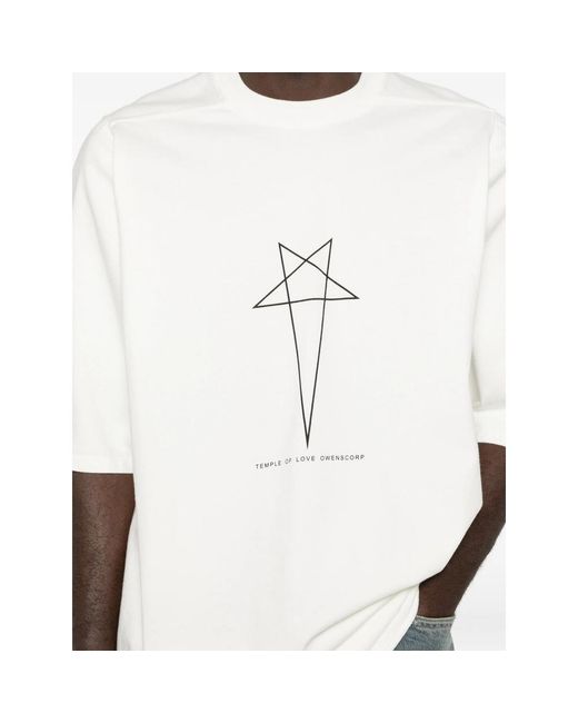 Rick Owens White Star-Graphic Ribbon T-Shirt for men