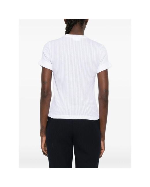 Maison Labiche White Ribbed Heart-Appliqué T-Shirt
