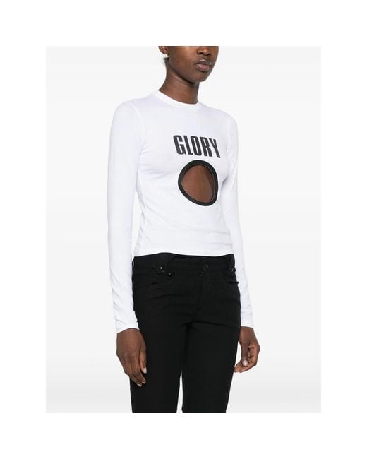 Jean Paul Gaultier White Cut-Out Slogan-Print T-Shirt